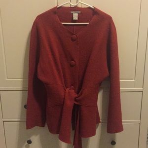 Burnt Orange Boiled Wool Cardigan